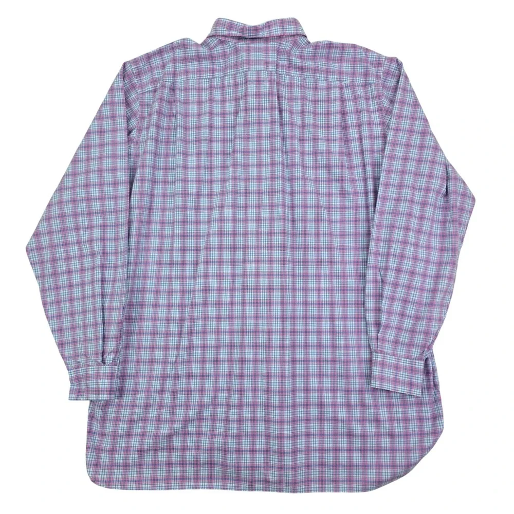 Polo Ralph Lauren Plaid Button Down Shirt Mens 2XLT Pink Blue Cotton Stretch